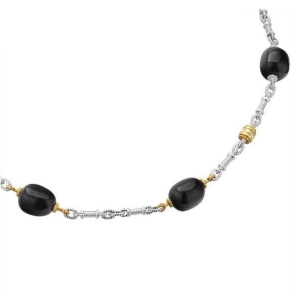 JUDITH RIPKA
STERLING SILVER AND 18KYG DIAMOND AND BLACK ONYX CHAIN 16" - Picture 4 of 10
